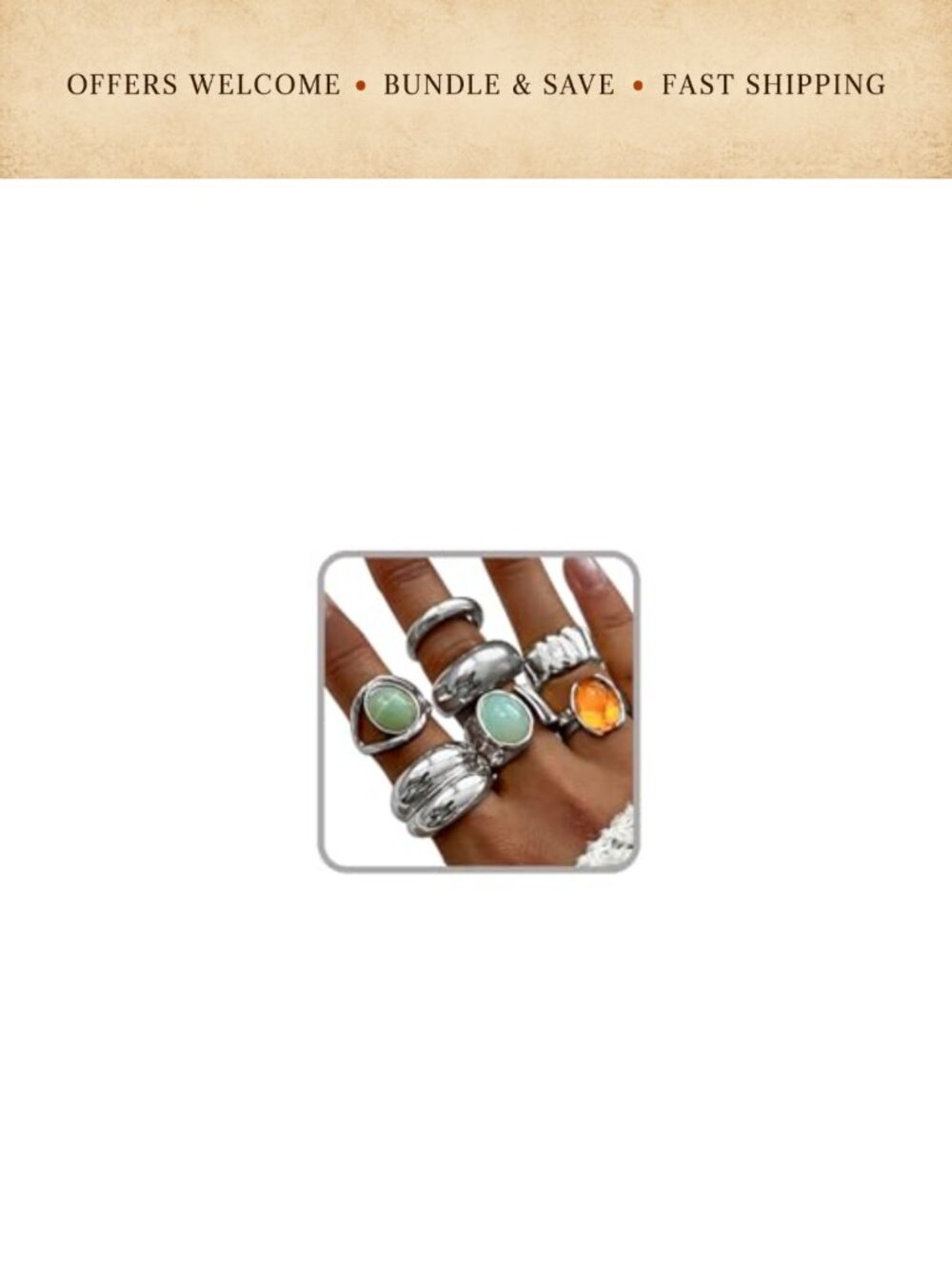 Stacking Rings Set Alloy Gold Plated Adjustable Statement Jewelry